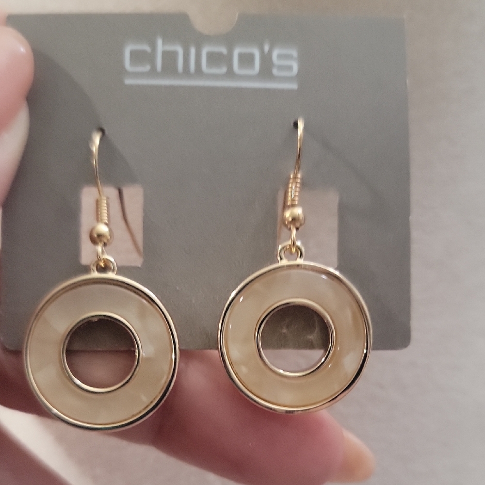 Chico's Gold And Cream Circle Earrings